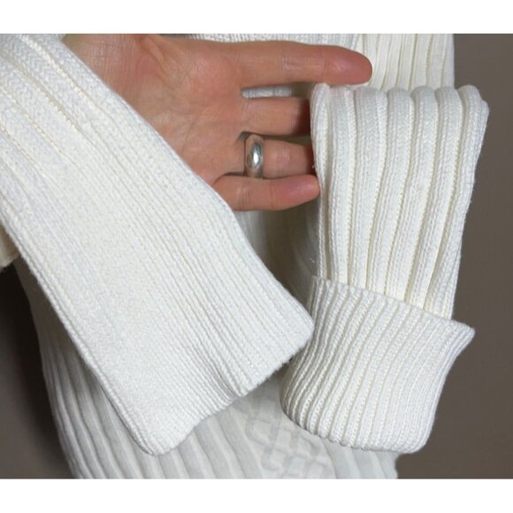 Dressbarn Ivory Sweater Glam Boat Neck Cotton Textured Night Out Holiday Women M - Picture 8 of 11